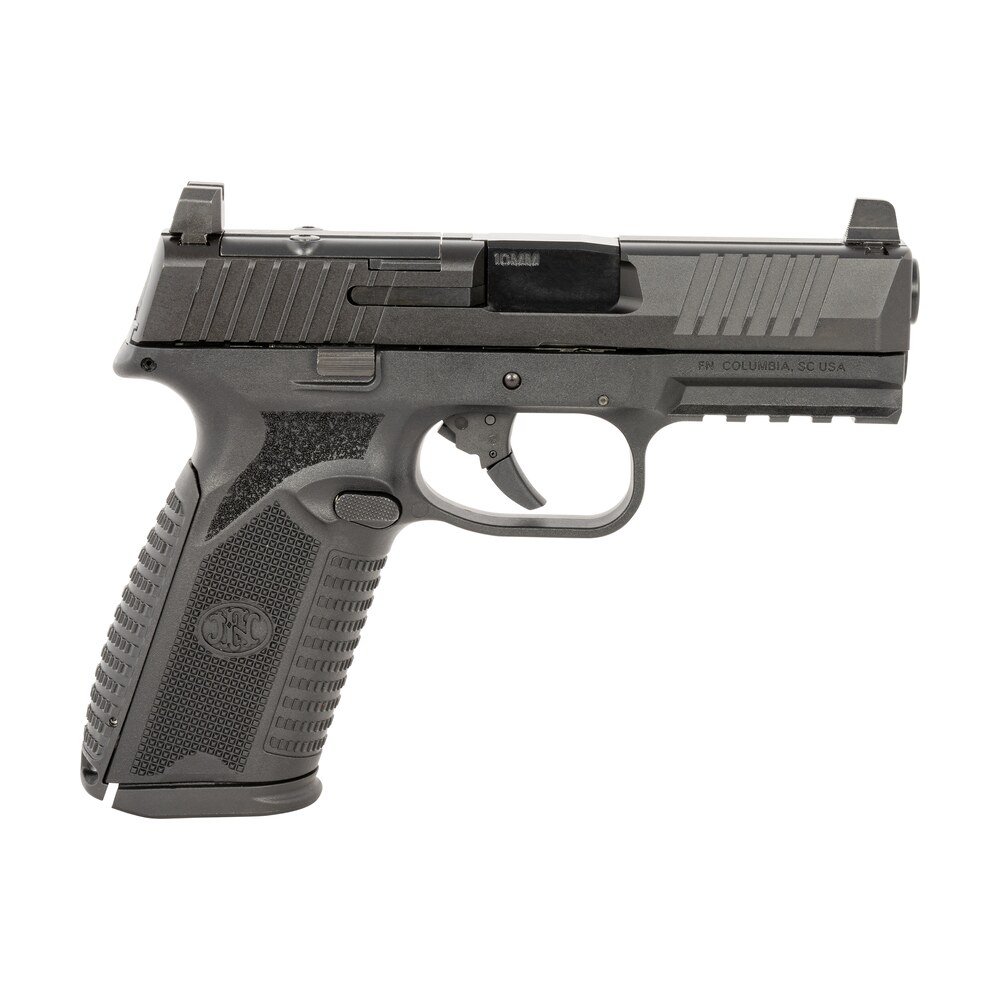 fn 66101379 510 mrd full size 10mm auto 15+1, 4.10" black target crown steel barrel, black pvd optic cut/serrated steel slide & polymer frame w/picatinny rail, ambidextrous FN 66101379 510 MRD Full Size 10mm Auto 15+1, 4.10" Black Target Crown Steel Sports South item 158115