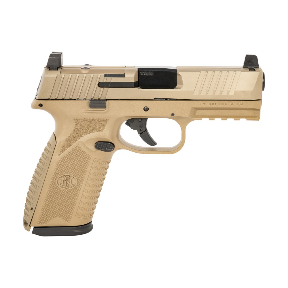 fn 66101382 510 mrd full size 10mm auto 10+1, 4.10" black target crown steel barrel, flat dark earth pvd optic cut/serrated steel slide & polymer frame w/picatinny rail, ambidextrous FN 66101382 510 MRD Full Size 10mm Auto 10+1, 4.10" Black Target Crown Steel Sports South item 158118