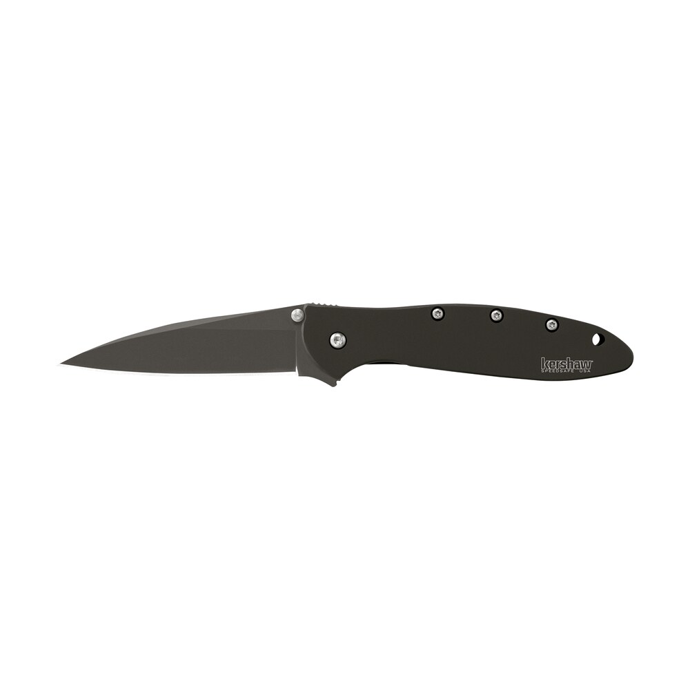kershaw 1660ckt leek 3″ folding modified drop point plain black dlc 14c28n steel blade black dlc 410 stainless steel handle includes pocket clip Kershaw 1660CKT Leek 3" Folding Modified Drop Point Plain Black DLC 14C28N Steel Blade Black Sports South item 15817