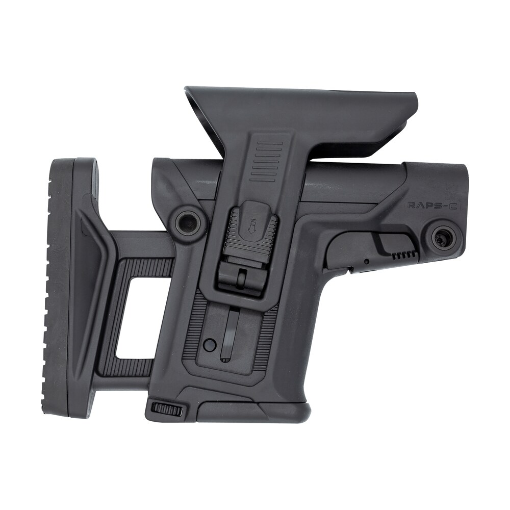 fab defense fxrapscb raps rapid adjustment precision stock collapsible fits mil spec/commercial buffer tubes integrated cheek rest & adjustable lop ambidextrous 1latch system black polymer FAB Defense FXRAPSCB RAPS Rapid Adjustment Precision Stock-Collapsible Sports South item 158205