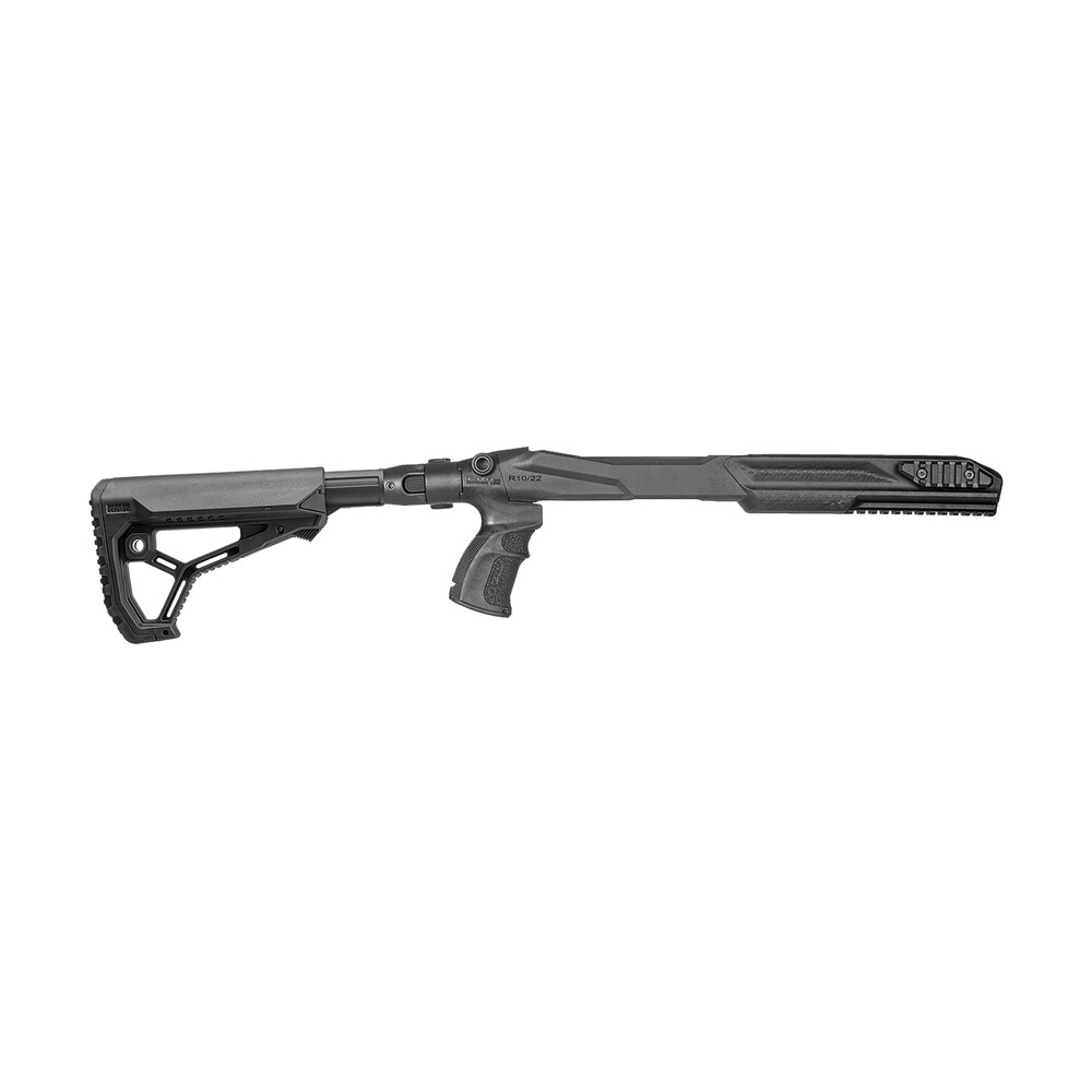 fab defense fxm4r1022b m4 conversion kit chassis, black, adj. folding gl core stock, finger groove pistol grip, pic. accessory rails, fits ruger 10/22 (standard & bull barrels) FAB Defense FXM4R1022B M4 Conversion Kit Chassis, Black, Adj. Folding GL-CORE Sports South item 158206