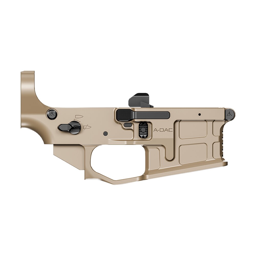 radian weapons r0390 a dac 15 lower receiver fde, fully ambi controls, talon 45/90 safety, ext. bolt catch, left side mag release, right side bolt release, enhanced takedown pins Radian Weapons R0390 A-DAC 15 Lower Receiver FDE, Fully Ambi Controls, Talon 45/90 Safety, Ext. Sports South item 158393