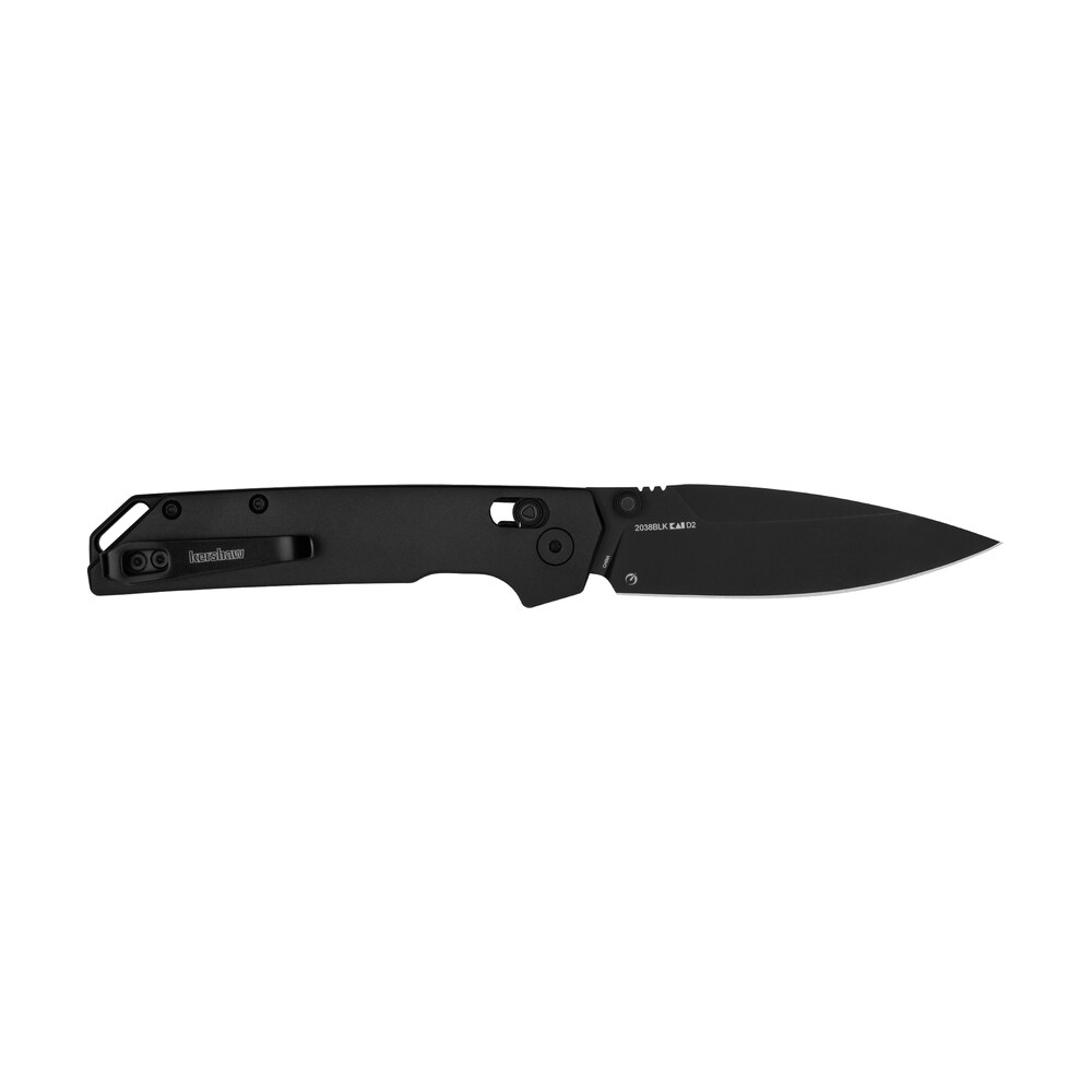 kershaw 2038blk iridium 3.40" folding spear point plain satin/stonewashed d2 steel blade/ gray anodized aluminum handle includes pocket clip Kershaw 2038BLK Iridium 3.40" Folding Spear Point Plain Satin/Stonewashed D2 Steel Blade/ Gray Sports South item 158418