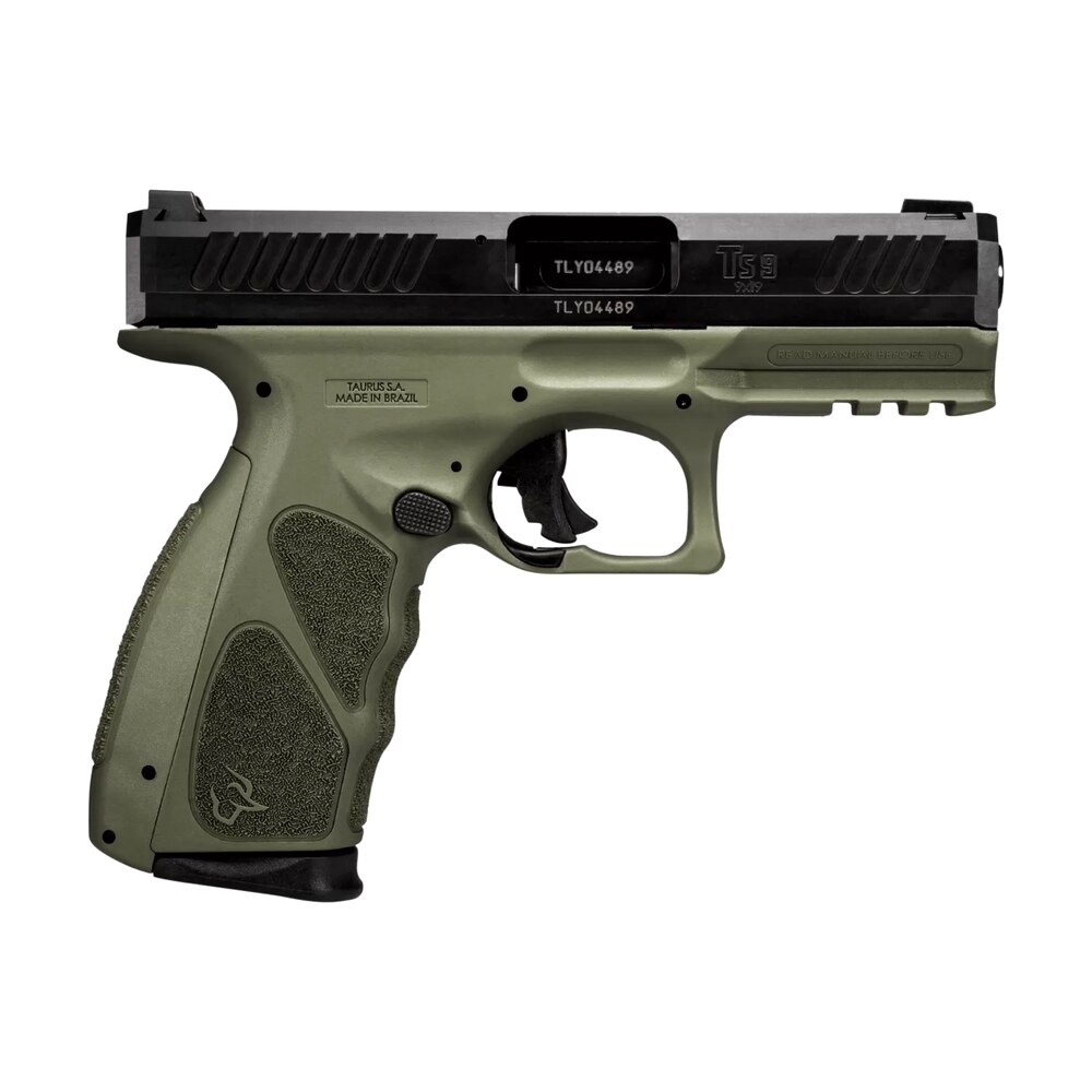 taurus 1ts9sr041o ts9 full size 9mm luger 17+1 4" matte black steel barrel, matte black serrated slide, od green polymer frame w/picatinny rail w/od green polymer grip w/interchangeable backstraps Taurus 1TS9SR041O TS9 Full Size 9mm Luger 17+1 4" Matte Black Steel Sports South item 158513