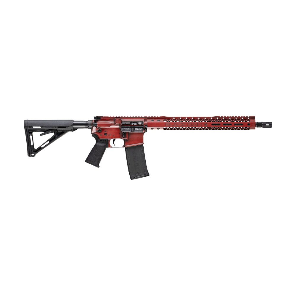 black rain ordnance browtprb spec 15+ we the people 5.56x45mm nato 30+1 16", red battleworn with deep engraving, 15" slim m lok, magpul grip/carbine stock, castle flash hider Black Rain Ordnance BROWTPRB Spec 15+ We The People 5.56x45mm NATO 30+1 16", Red Battleworn Sports South item 158562