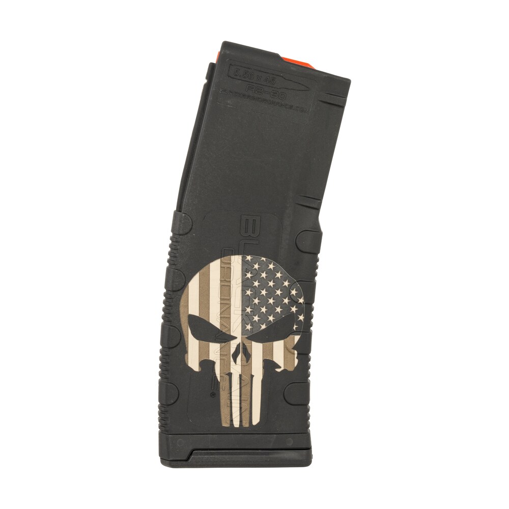 black rain ordnance mag30punishw/flag magazine 30rd 223 rem/5.56 nato punisher american flag engraving fits ar 15 platform Black Rain Ordnance MAG30PUNISHW/FLAG Magazine 30rd 223 Rem/5.56 NATO Punisher American Flag Sports South item 158739