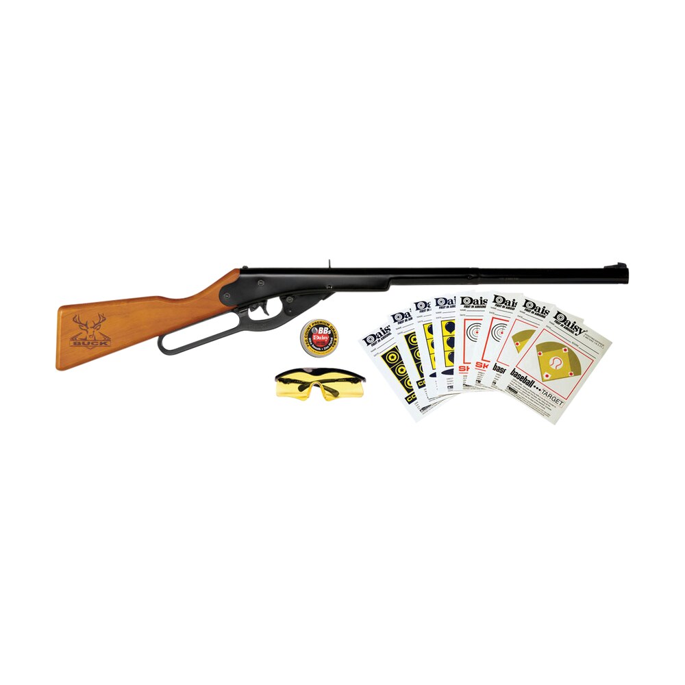 daisy 994105403 buck shooting kit spring piston 177 bb 400rd shot 350 fps, black barrel/rec, stained hardwood furniture, includes glasses/premium ammo/targets Daisy 994105403 Buck Shooting Kit Spring Piston 177 BB 400rd Shot 350 fps, Black Barrel/Rec, Sports South item 158759