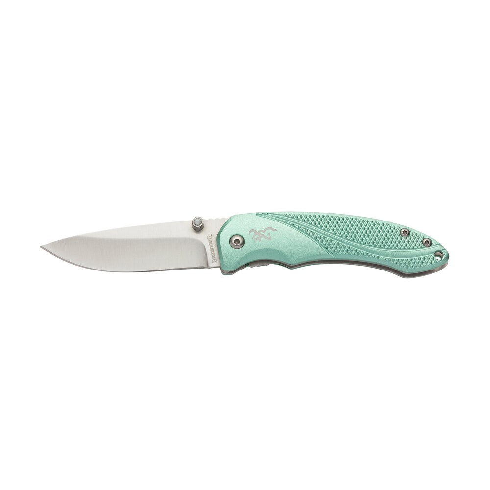 browning 3220360 allure edc 2.88" folding drop point plain 7cr17mov ss blade, mint green textured anodized aluminum handle, includes pocket clip Browning 3220360 Allure EDC 2.88" Folding Drop Point Plain 7Cr17MoV SS Blade, Mint Green Sports South item 158805