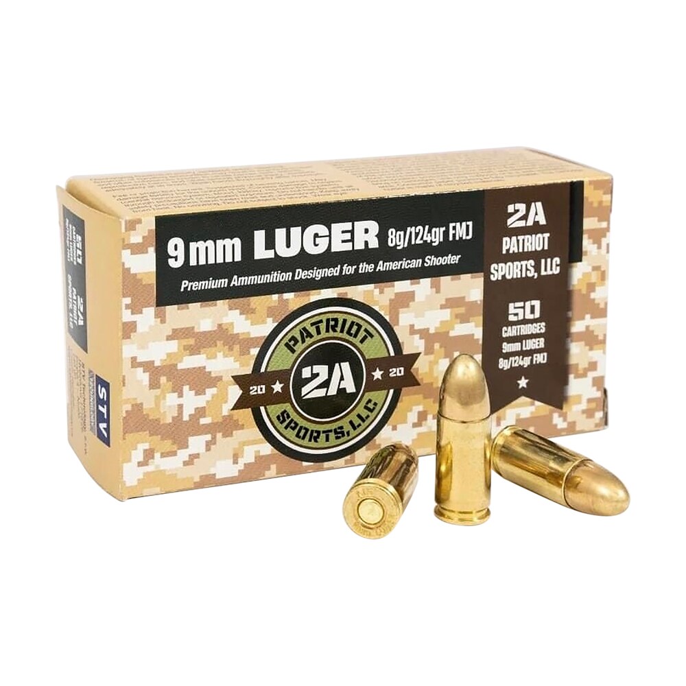 patriot sports llc p9mm124f 9mmluger 124gr full metal jacket 50 per box/20 case PATRIOT SPORTS LLC P9MM124F 9mmLuger 124gr Full Metal Jacket 50 Per Box/20 Case Sports South item 159050