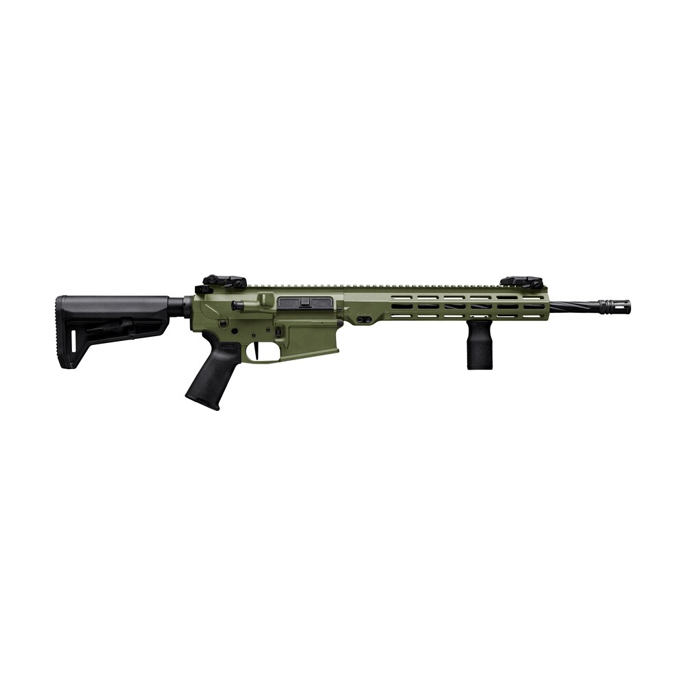 maxim defense mxm49684 md10 l 308 win 20+1 16" fluted barrel, bazooka green cerakote finish, m lok handguard, black magpul furniture, sl k stock, mvg grip, mbus sights, blackout defense flat trigger Maxim Defense MXM49684 MD10 L 308 Win 20+1 16" Fluted Sports South item 159401