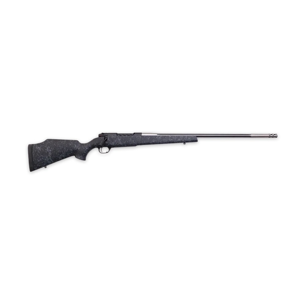 weatherby mam01n28nor8b mark v accumark 28 nosler 3+1 26" threaded/fluted stainless barrel, graphite black rec, gray webbed black monte carlo stock, accubrake muzzle brake, adj. triggertech trigger Weatherby MAM01N28NOR8B Mark V Accumark 28 Nosler 3+1 26" Threaded/Fluted Stainless Sports South item 159448