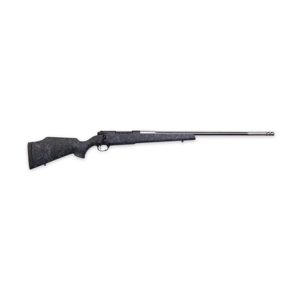 weatherby mam01n7mmpr8b mark v accumark 7mm prc 3+1 24" threaded/fluted stainless barrel, graphite black rec, gray webbed black monte carlo stock, accubrake muzzle brake, adj. triggertech trigger Weatherby MAM01N7MMPR8B Mark V Accumark 7mm PRC 3+1 24" Threaded/Fluted Stainless Sports South item 159450