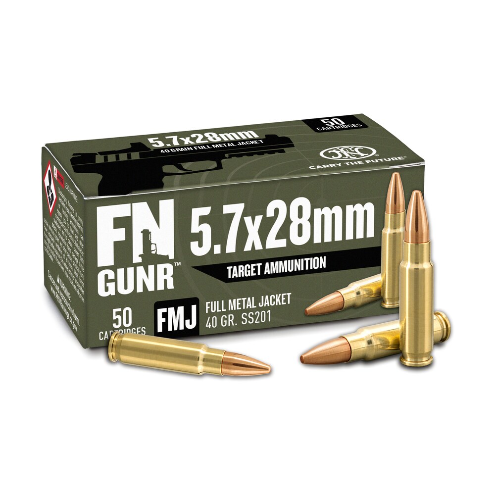 fn 10700032 gunr 5.7x28mm 40gr full metal jacket 50 per box/10 case FN 10700032 GUNR 5.7x28mm 40gr Full Metal Jacket 50 Per Box/10 Case Sports South item 159501