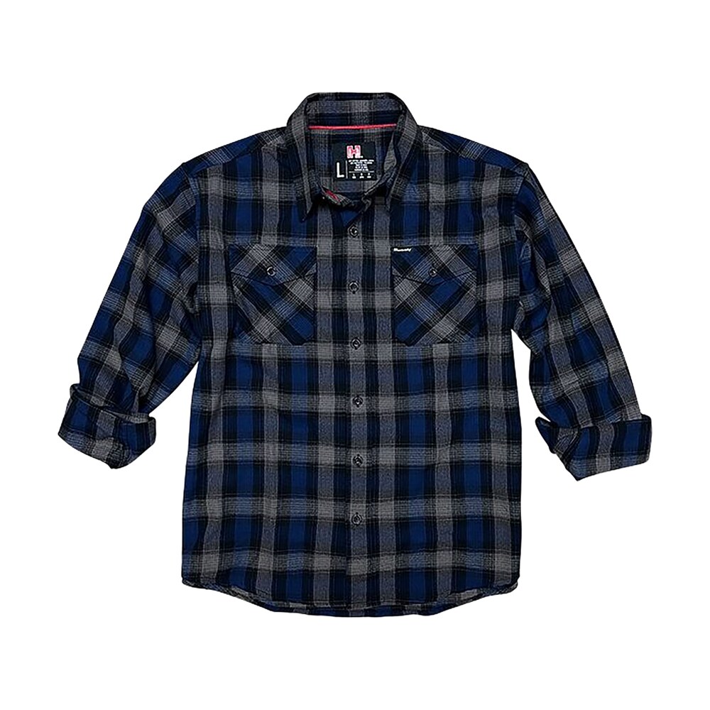 hornady gear 32206 flannel shirt 3xl navy/black/gray, cotton/polyester, relaxed fit button up Hornady Gear 32206 Flannel Shirt 3XL Navy/Black/Gray, Cotton/Polyester, Relaxed Sports South item 159687