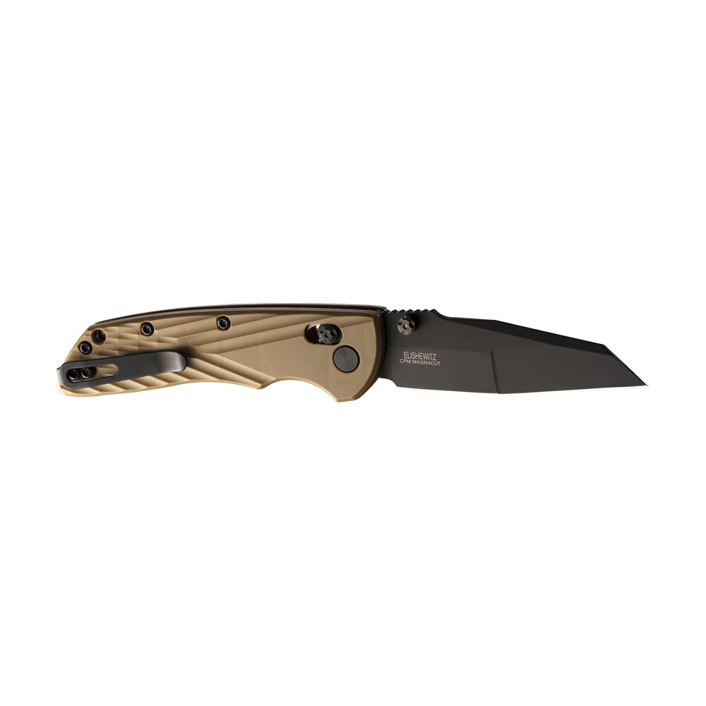 hogue deka 3.25" folding wharncliffe plain black cerakote cpm magnacut ss blade, fde crosshatch textured grn handle, includes pocket clip Hogue Deka 3.25" Folding Wharncliffe Plain Black Cerakote CPM MagnaCut SS Blade, FDE Crosshatch Sports South item 159730