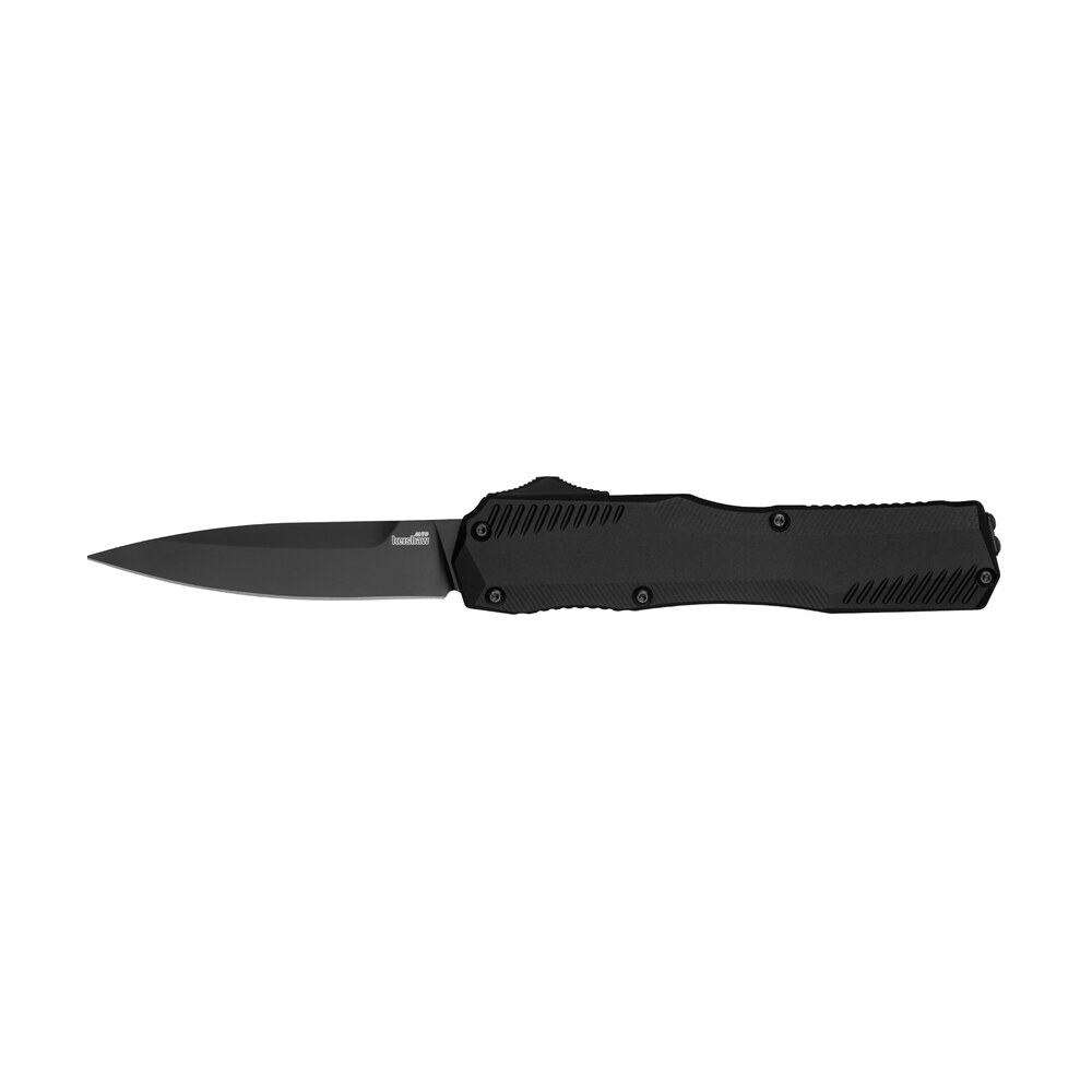 kershaw 9000blk livewire automatic 3.30" otf spear point plain black dlc cpm magnacut steel blade, black anodized aluminum handle, includes pocket clip Kershaw 9000BLK Livewire Automatic 3.30" OTF Spear Point Plain Black DLC CPM MagnaCut Steel Sports South item 159799