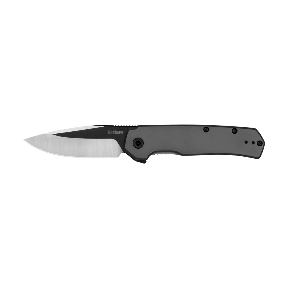 kershaw 1411 thermal edc 2.95" folding drop point plain black oxide w/satin grinds 8cr13mov ss blade, gray pvd stainless steel handle, includes pocket clip Kershaw 1411 Thermal EDC 2.95" Folding Drop Point Plain Black Oxide Sports South item 159803
