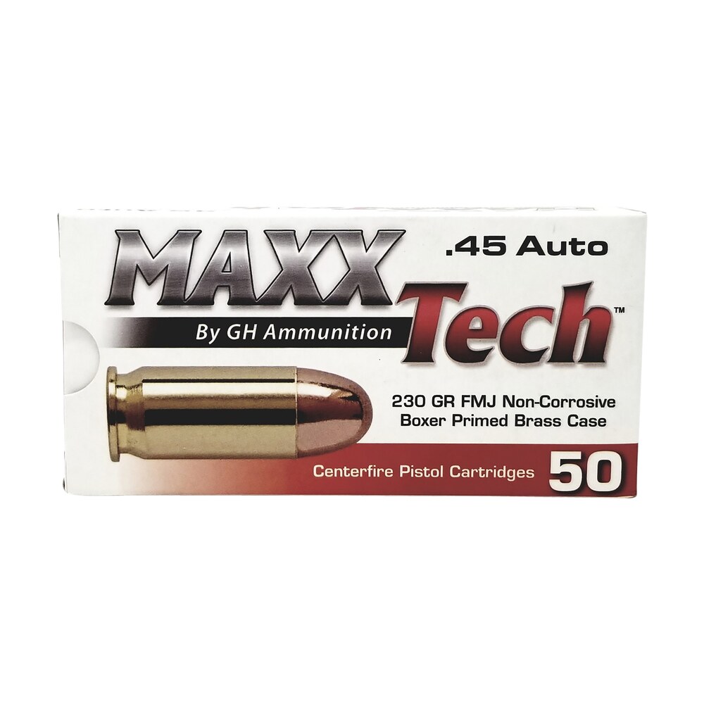 maxxtech ptgb45b brass pistol 45acp 230gr full metal jacket 50 per box/10 case MaxxTech PTGB45B Brass Pistol 45ACP 230gr Full Metal Jacket 50 Per Box/10 Case Sports South item 159826