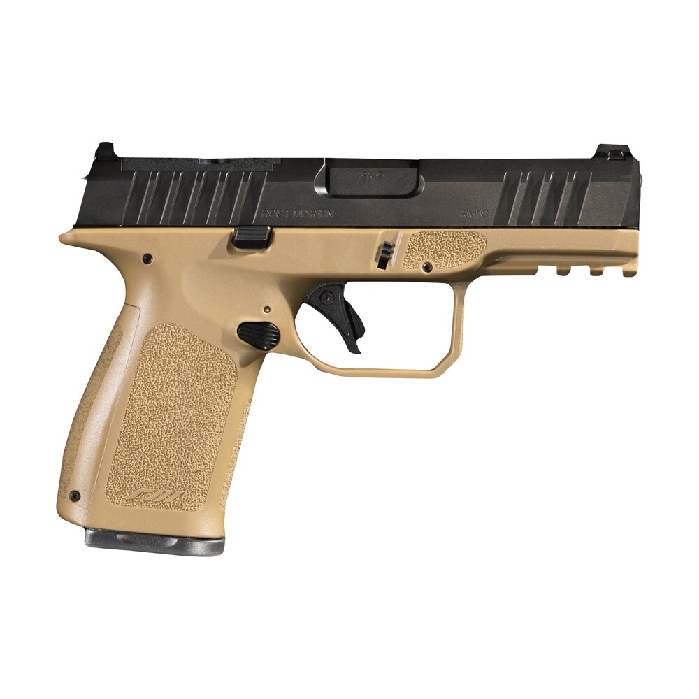 rost martin rm1cfdeosp rm1c 9mm luger 17+1 4" black match grade barrel, black tenifer optic ready/serrated steel slide, flat dark earth polymer frame w/picatinny rail, textured grip, ambidextrous Rost Martin RM1CFDEOSP RM1C 9mm Luger 17+1 4" Black Match Grade Sports South item 159872