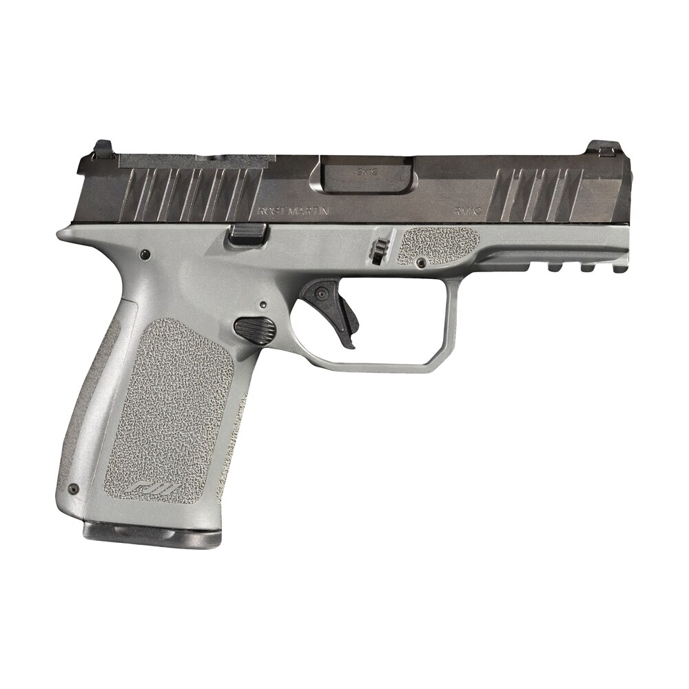 rost martin rm1cgryosp rm1c 9mm luger 17+1 4" black match grade barrel, black tenifer optic ready/serrated steel slide, stone gray polymer frame w/picatinny rail, textured grip, ambidextrous Rost Martin RM1CGRYOSP RM1C 9mm Luger 17+1 4" Black Match Grade Sports South item 159873