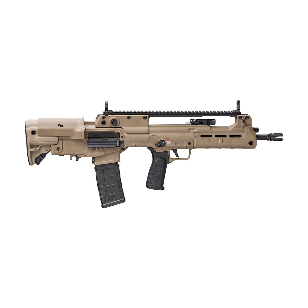 springfield armory hl916556f hellion bullpup 5.56x45mm nato 30+1 16", fde, 4 prong flash hider, 5 position adjustable stock w/cheek riser, black bravo mod 3 grip, ambi controls/reversible case ejector Springfield Armory HL916556F Hellion Bullpup 5.56x45mm NATO 30+1 16", FDE, 4 Prong Flash Hider, Sports South item 159925