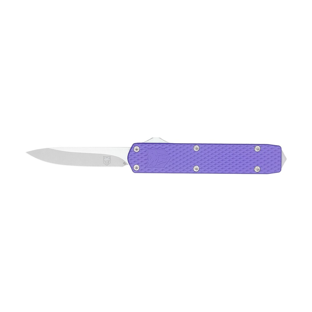 cobratec knives mnpurmgen2dns mini mamba gen ii 2.25" otf plain stonewashed d2 steel blade, 3.38" purple textured anodized aluminum handle, features glass breaker, includes pocket clip CobraTec Knives MNPURMGEN2DNS Mini Mamba Gen II 2.25" OTF Plain Stonewashed D2 Steel Blade, Sports South item 160121