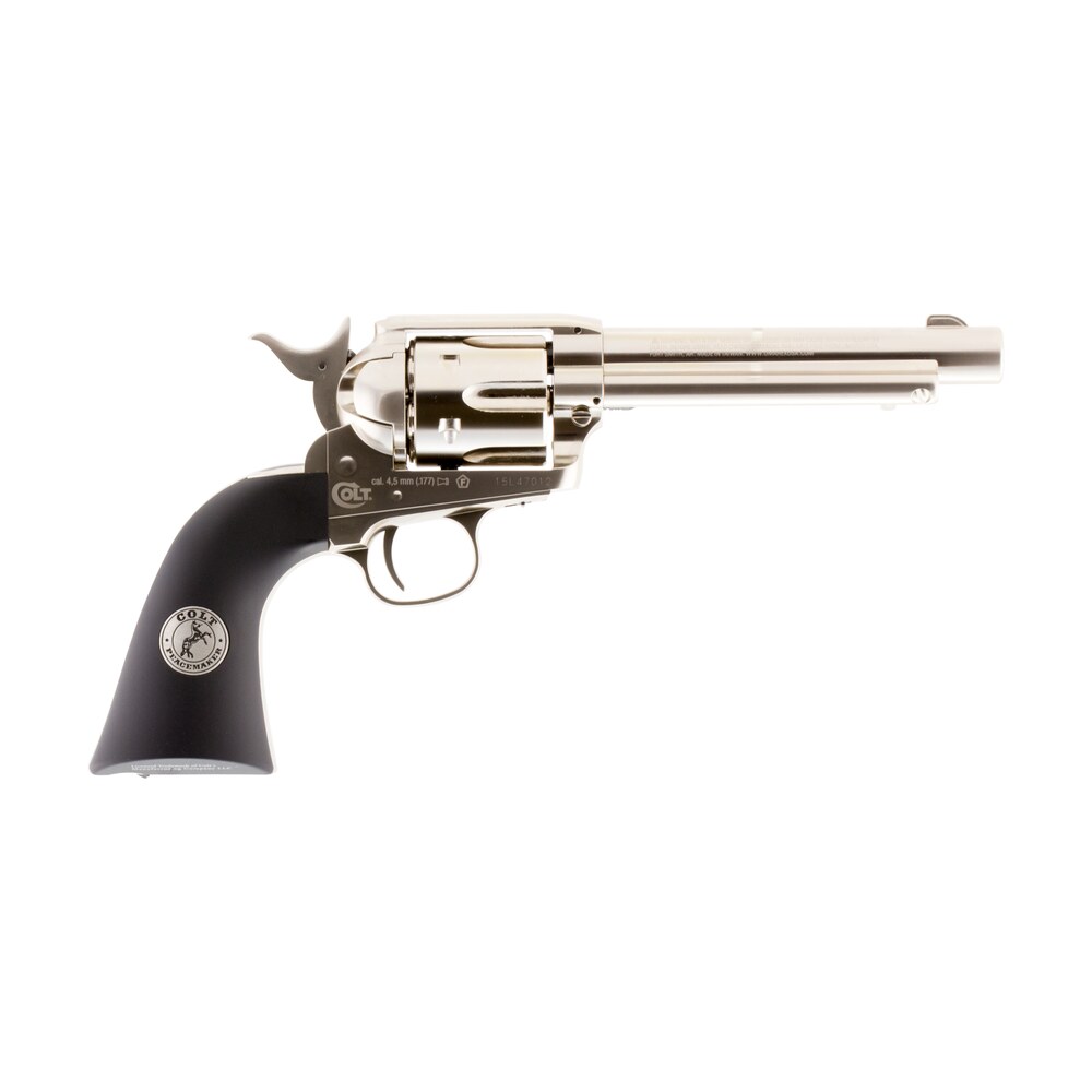 umarex 2254051 colt peacemaker co2 pistol 177 pellet 6rd single action, nickel frame, co2 housed in black polymer grip Umarex 2254051 Colt Peacemaker CO2 Pistol 177 Pellet 6rd Single Action, Nickel Sports South item 16016