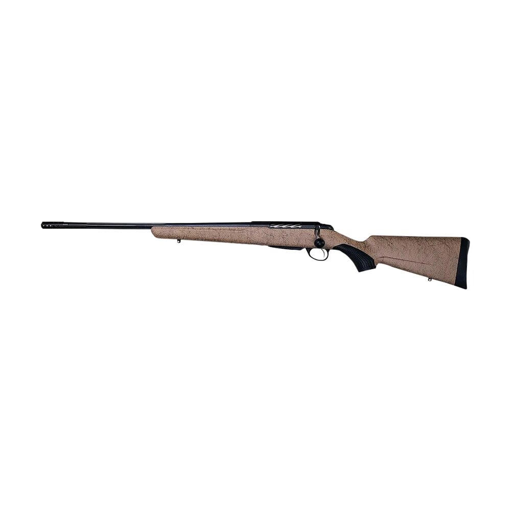 tikka jrtxrt482 t3x lite 6.5 creedmoor 3+1 24.30" fluted/threaded, black barrel/rec, black webbed tan roughtech synthetic stock, interchangeable grip, muzzle brake left hand Tikka JRTXRT482 T3x Lite 6.5 Creedmoor 3+1 24.30" Fluted/Threaded, Black Barrel/Rec, Black Sports South item 160344