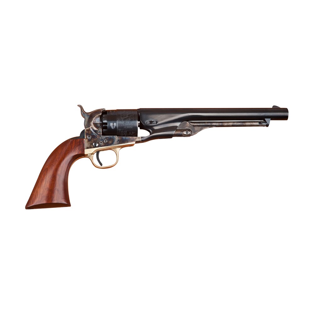 cimarron ca040 1860 army .44 cal 8" 6 shot color case hardened frame, blued fluted cylinder, blued round steel barrel, smooth walnut grip Cimarron CA040 1860 Army .44 Cal 8" 6 Shot Color Case Hardened Sports South item 160549