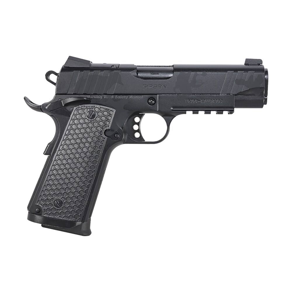 girsan 391154 mc1911 c influencer compact 45 acp 8+1 4.40" black steel barrel, black camo optic ready/serrated steel slide & frame w/picatinny rail & beavertail, black polymer grip Girsan 391154 MC1911 C Influencer Compact 45 ACP 8+1 4.40" Black Steel Sports South item 161010