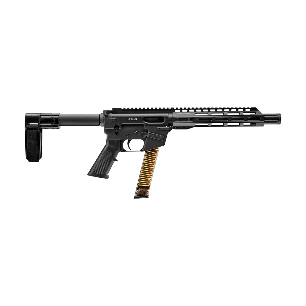 freedom ordnance fx9p10sbm fx 9 9mm luger 32+1 10", black, m lok handguard, sb mini brace, a2 grip, 3" faux suppressor FREEDOM ORDNANCE FX9P10SBM FX-9 9mm Luger 32+1 10", Black, M-LOK Handguard, SB Mini Brace, A2 Sports South item 161032