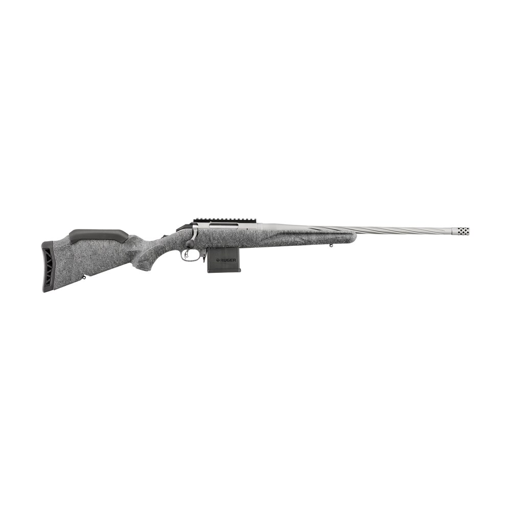 ruger 46909 american ii full size 223 rem 10+1 20" gun metal gray cerakote spiral fluted threaded barrel & alloy steel receiver w/picatinny rail, gray splatter adj lop synthetic stock Ruger 46909 American II Full Size 223 Rem 10+1 20" Gun Metal Gray Cerakote Spiral Fluted Sports South item 161084
