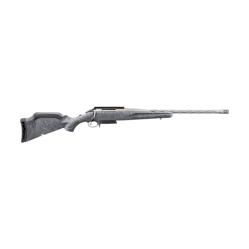 ruger 46904 american ii full size 243 win 3+1 20" gun metal gray cerakote spiral fluted threaded barrel & alloy steel receiver w/picatinny rail, gray splatter adj lop synthetic stock Ruger 46904 American II Full Size 243 Win 3+1 20" Gun Metal Gray Cerakote Spiral Fluted Sports South item 161116