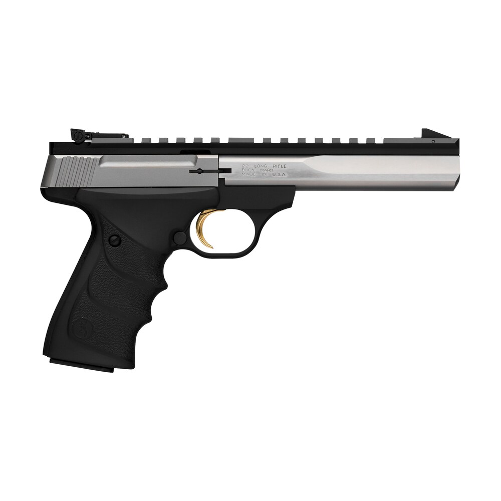 browning 051507490 buck mark contour 22 lr 10+1, 5.50" polished flats contoured barrel, matte stainless serrated w/picatinny rail slide, matte black anodized frame, black urx grip, ambidextrous Browning 051507490 Buck Mark Contour 22 LR 10+1, 5.50" Polished Flats Contoured Sports South item 161372