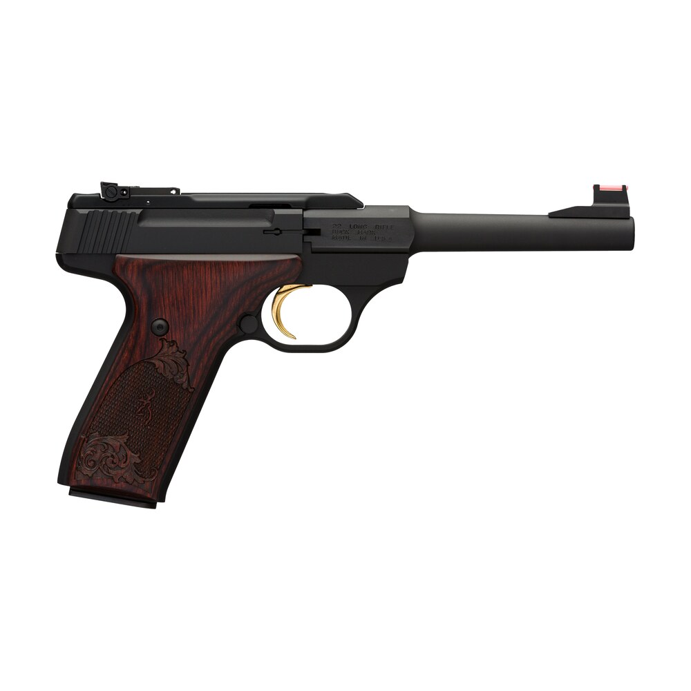 browning 051519490 buck mark challenge 22 lr 10+1 5.50" polished flats steel barrel, matte black serrated slide & aluminum frame, engraved rosewood grip Browning 051519490 Buck Mark Challenge 22 LR 10+1 5.50" Polished Flats Steel Sports South item 161373