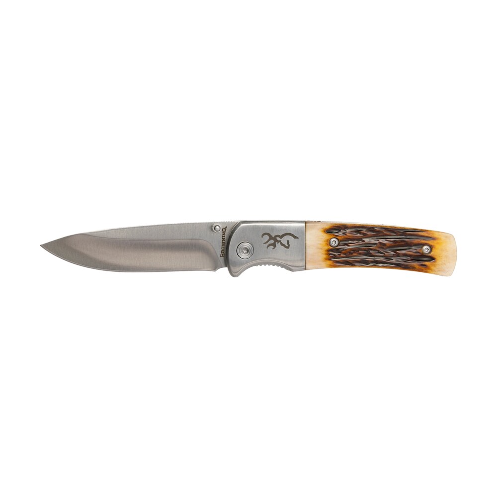 browning 3220500b buckmark hunter 3" folding drop point plain stonewashed 8cr13mov ss blade/jigged bone handle boxed Browning 3220500B Buckmark Hunter 3" Folding Drop Point Plain Stonewashed 8Cr13MoV SS Sports South item 161419