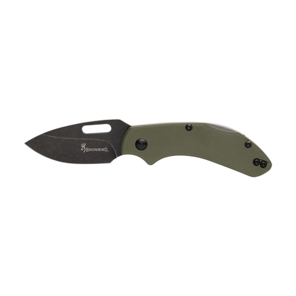 browning 3220504 hidden hollow edc small 2.25" folding drop point plain black oxide stonewashed d2 steel blade, od green g10 handle Browning 3220504 Hidden Hollow EDC Small 2.25" Folding Drop Point Plain Black Oxide Stonewashed Sports South item 161420