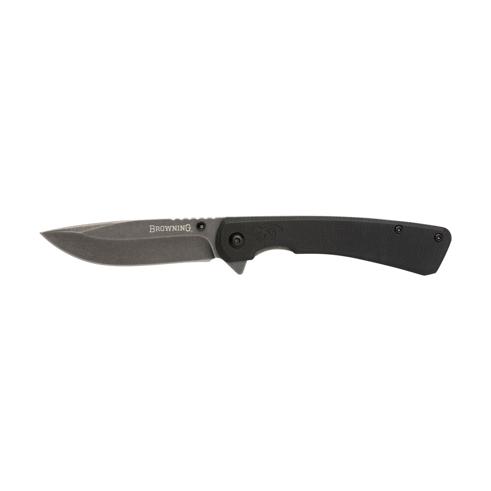 browning 3220514 branded rock edc 3" folding drop point plain black stonewashed 7cr17mov ss blade, black g10 handle Browning 3220514 Branded Rock EDC 3" Folding Drop Point Plain Black Stonewashed 7Cr17MoV SS Sports South item 161429