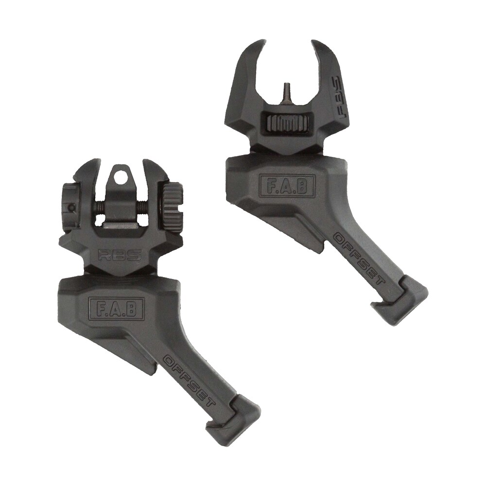 fab defense fxfrbsosb front and rear set of offset flip up sights black FAB Defense FXFRBSOSB Front and rear Set of Offset Flip-Up Sights Black Sports South item 161471