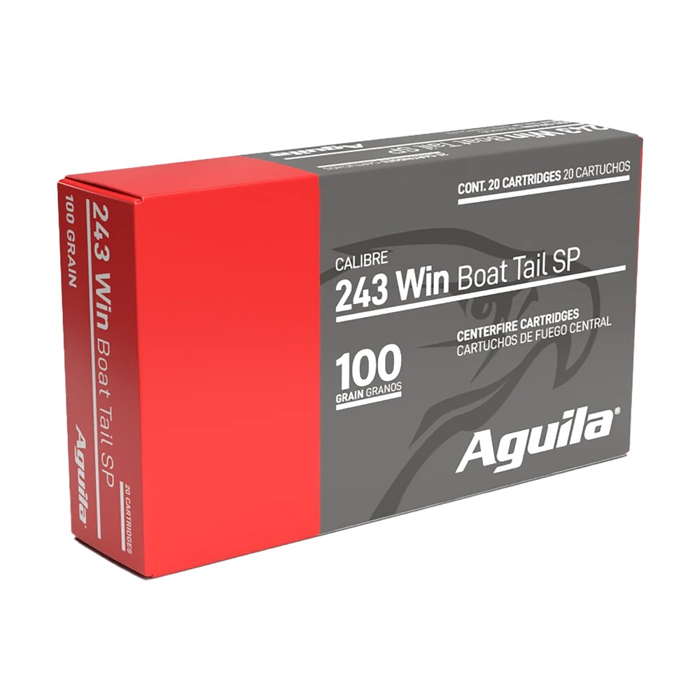 aguila 8047ag 243win 100gr interlock boat tail soft point 20 per box/10 case Aguila 8047AG 243Win 100gr InterLock Boat Tail Soft Point 20 Per Box/10 Case Sports South item 161531