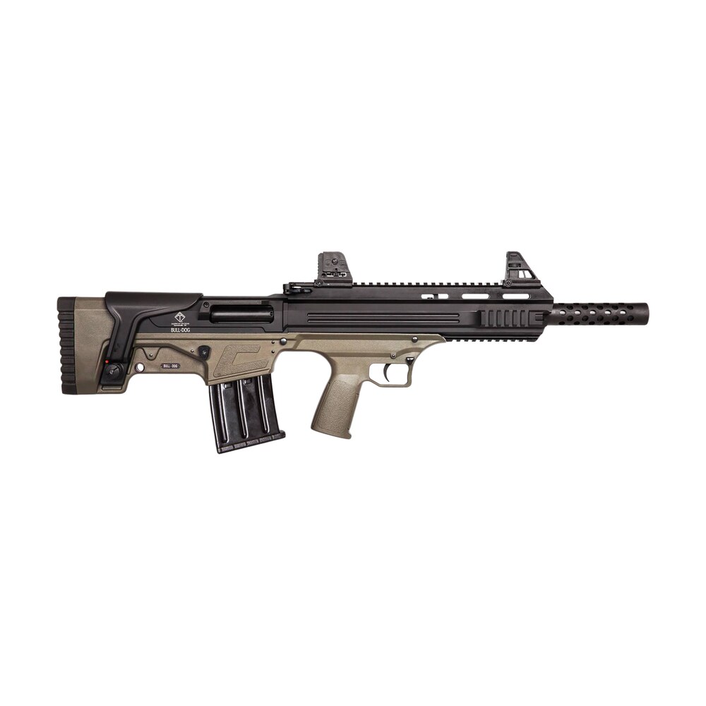 ati atig20bdt bulldog 20 gauge semi auto 3" 5+1 18.50" black steel barrel, matte black aluminum receiver, picatinny mount, tan fixed bullpup stock ATI ATIG20BDT Bulldog 20 Gauge Semi-Auto 3" 5+1 18.50" Black Steel Sports South item 161766