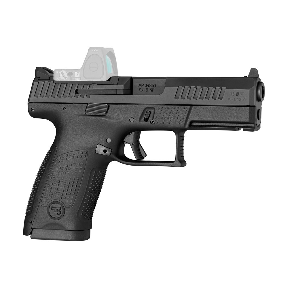 cz usa 01536 p 10 c compact frame 9mm luger 10+1 4.02" black carbon steel barrel, black nitride optic ready/serrated steel slide, black polymer frame w/picatinny rail, interchangeable backstrap grip CZ-USA 01536 P-10 C Compact Frame 9mm Luger 10+1 4.02" Black Carbon Steel Sports South item 162007