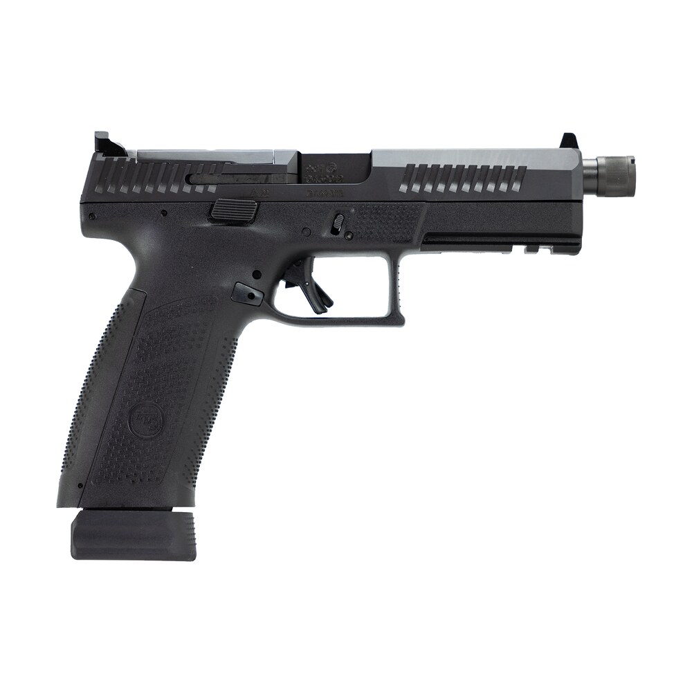 cz usa 91556 p 10 f 9mm luger 21+1 5.10" black threaded barrel, black nitride steel optic ready/serrated slide, black polymer frame w/picatinny rail, interchangeable backstrap grip, ambidextrous CZ-USA 91556 P-10 F 9mm Luger 21+1 5.10" Black Threaded Sports South item 162011