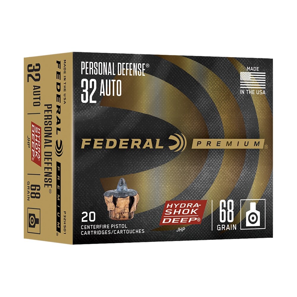 federal p32hsd1 hydra shok deep personal defense 32acp 68gr jacketed hollow point 20 per box/10 case Federal P32HSD1 Hydra-Shok Deep Personal Defense 32ACP 68gr Jacketed Hollow Point 20 Per Box/10 Sports South item 162263