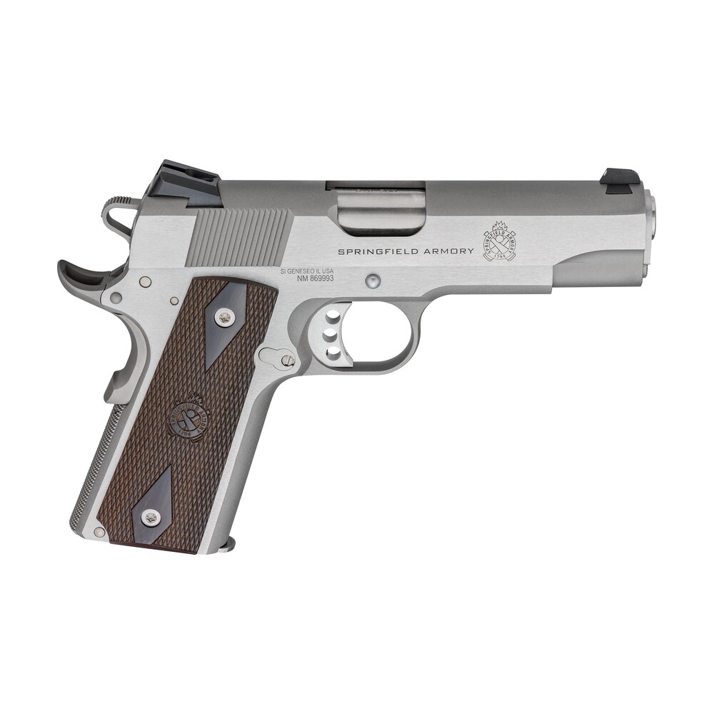 springfield armory px9417s 1911 garrison 9mm luger 9+1 4.25" stainless match grade barrel, serrated stainless steel slide & frame w/beavertail, thinline wood grip Springfield Armory PX9417S 1911 Garrison 9mm Luger 9+1 4.25" Stainless Match Grade Sports South item 162339