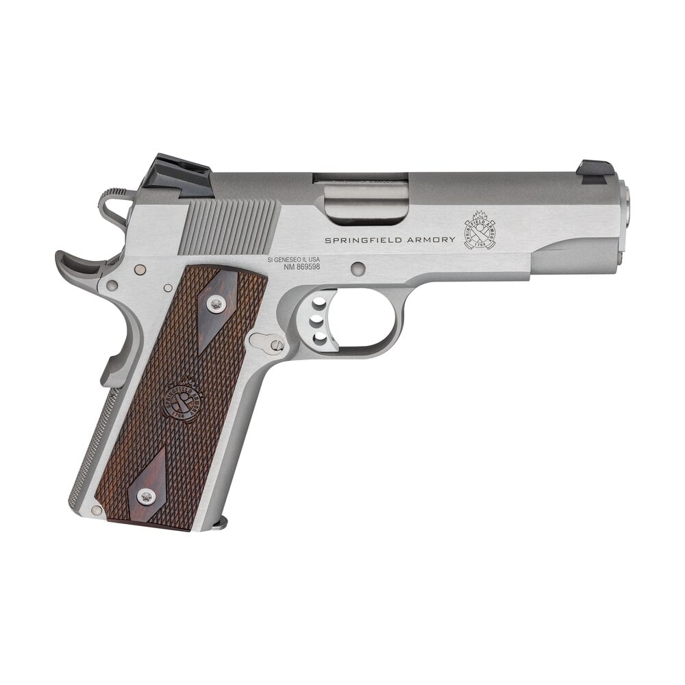 springfield armory px9418s 1911 garrison 45 acp 7+1 4.25" stainless match grade barrel, serrated stainless steel slide & frame w/beavertail, thinline wood grip Springfield Armory PX9418S 1911 Garrison 45 ACP 7+1 4.25" Stainless Match Grade Sports South item 162341
