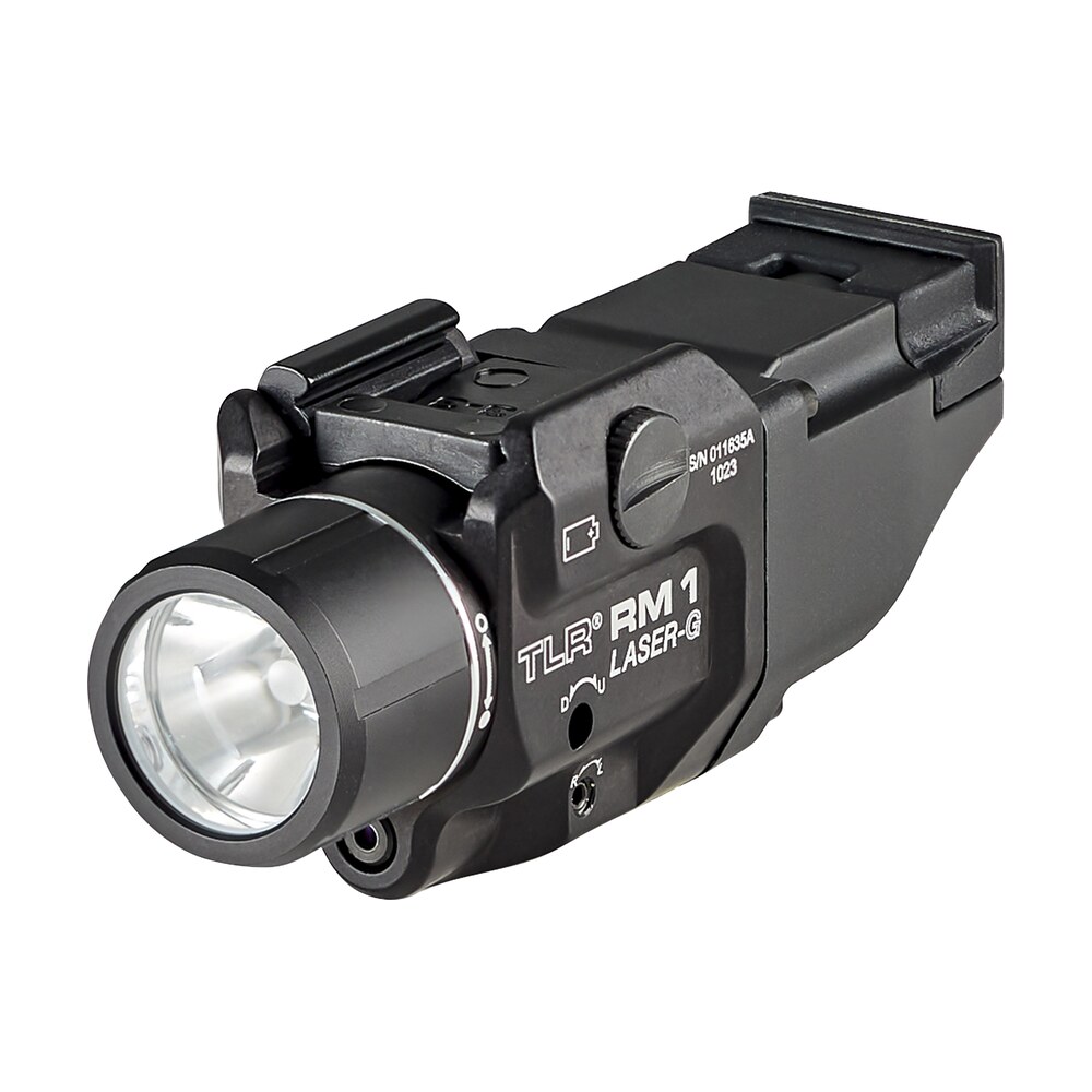 streamlight 69444 tlr 1 rm w/laser black anodized aluminum, 500 lumens white led bulb/green laser, 210 meters beam, picatinny rail mount Streamlight 69444 TLR-1 RM Sports South item 162490