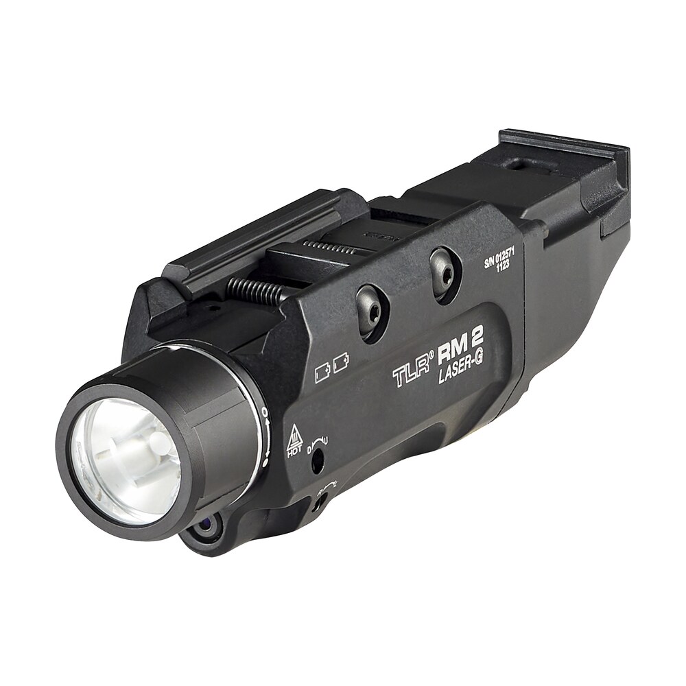 streamlight 69454 tlr 2 rm w/laser black anodized aluminum, 1,000 lumens white led bulb/green laser, 297 meters beam, picatinny rail mount Streamlight 69454 TLR-2 RM Sports South item 162496