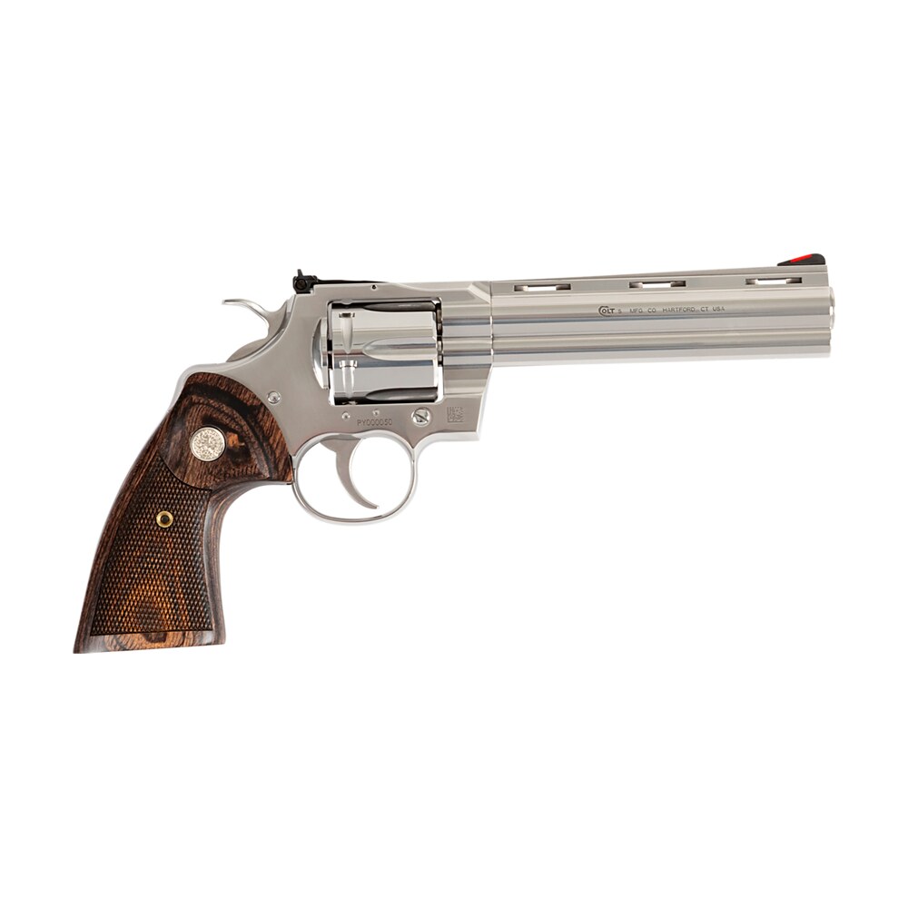 colt mfg pythonsp6wftg python target 357 mag 38 special 6 shot 6" stainless recessed target vent rib barrel, cylinder & frame, walnut w/medallion grip, exposed hammer Colt Mfg PYTHONSP6WFTG Python Target 357 Mag 38 Special 6 Shot 6" Stainless Recessed Target Sports South item 162752