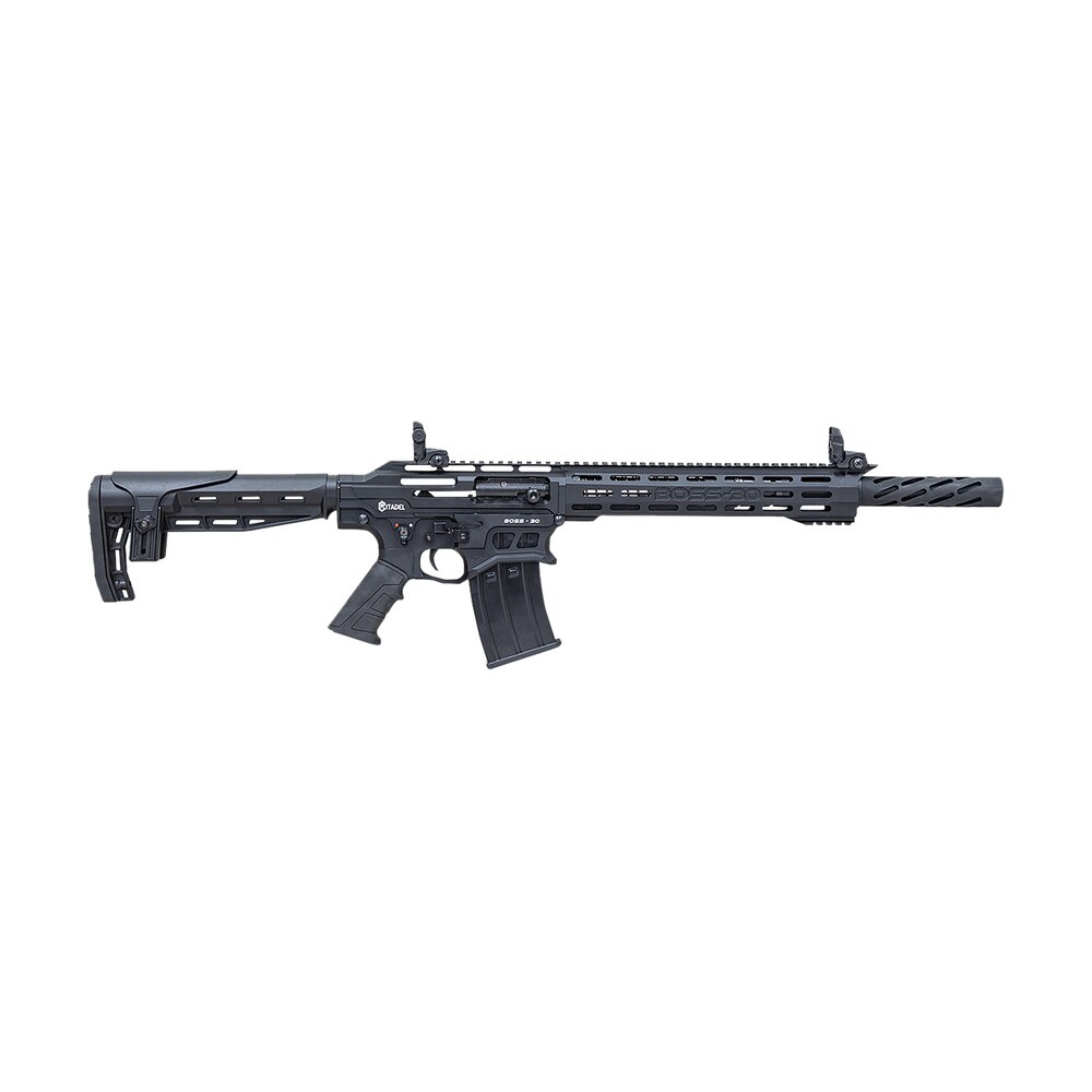 citadel cboss3012 boss30 12 gauge semi auto 3" 5+1 18.75" black steel threaded barrel, matte black cerakote picatinny rail aluminum receiver, black adj cheek riser synthetic stock Citadel CBOSS3012 Boss30 12 Gauge Semi-Auto 3" 5+1 18.75" Black Steel Threaded Sports South item 163227